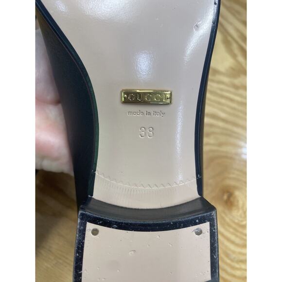 Gucci Loafers Women's 8 Black Leather Slip On Square Toe Block Heel Formal S32 - Picture 7 of 15